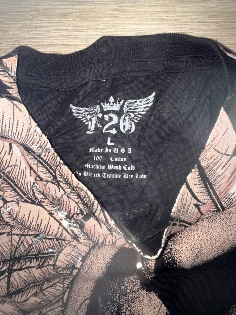 Vintage Y2K Archangel All over Print Black & Grey T- Shirt - Picture 4 of 4